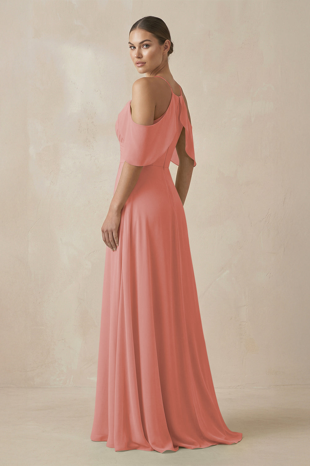 Chiffon A-Line Long Bridesmaid Dress in Mulberry