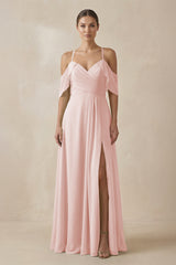 Chiffon A - Line Long Bridesmaid Dress in Rose Petal - KISS BRIDAL Bridesmaid Dresses
