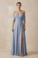 Chiffon A - Line Long Bridesmaid Dress in Twilight - KISS BRIDAL Bridesmaid Dresses