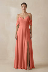 Chiffon A - Line Long Bridesmaid Dress in Wild Rose - KISS BRIDAL Bridesmaid Dresses