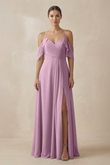 Chiffon A - Line Long Bridesmaid Dress in Wisteria - KISS BRIDAL Bridesmaid Dresses