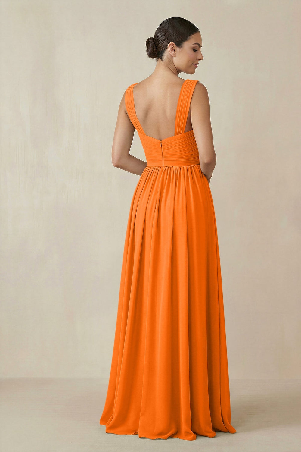Chiffon A - Line Pleated Bridesmaid Dress in Cinnamon - KISS BRIDAL Bridesmaid Dresses