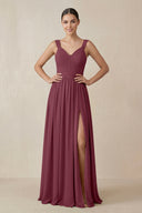 Chiffon A-Line Pleated Bridesmaid Dress in Desert Rose | KISSBRIDAL