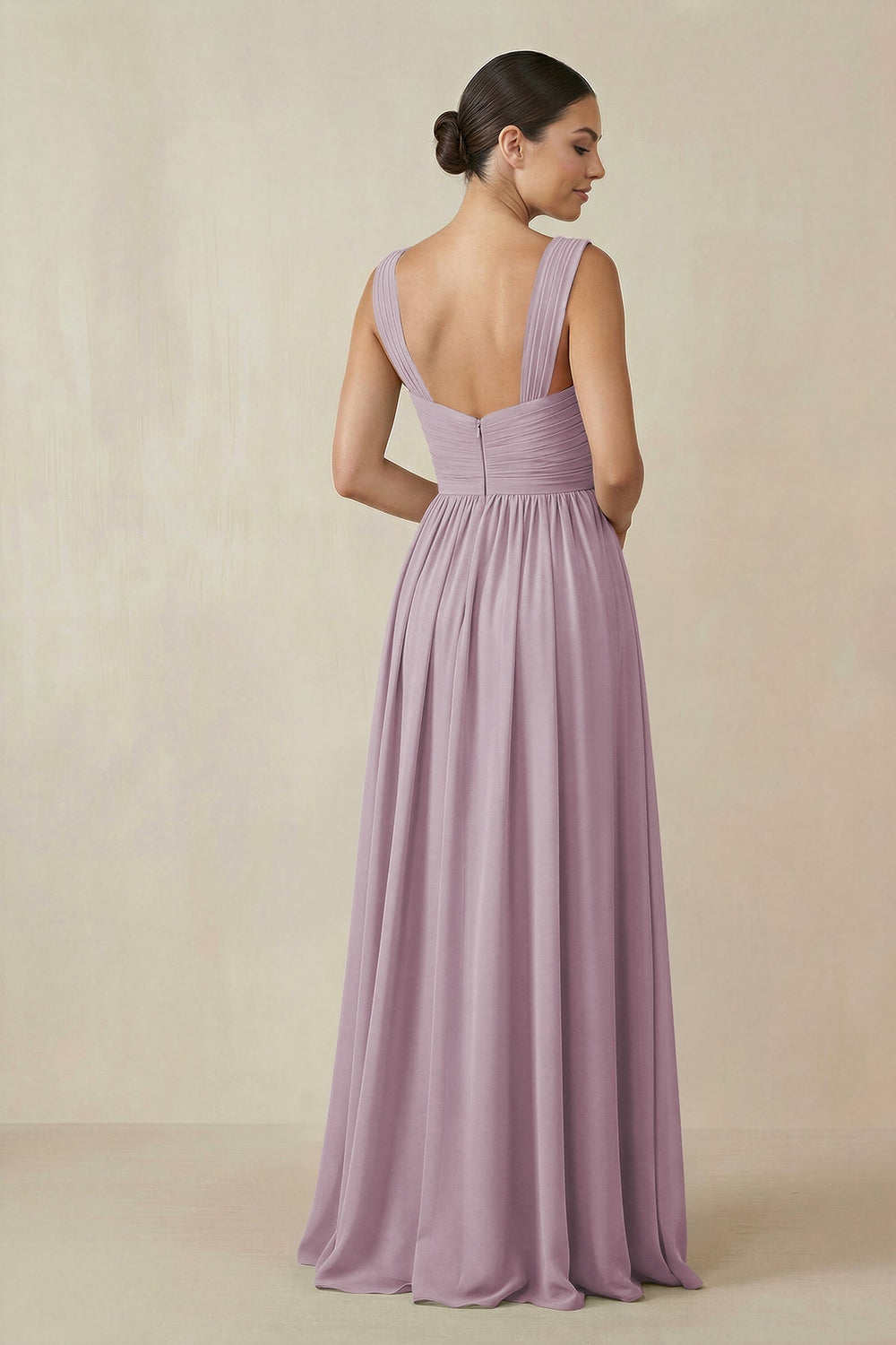 Chiffon A - Line Pleated Bridesmaid Dress in Dusk - KISS BRIDAL Bridesmaid Dresses