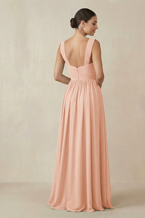Chiffon A - Line Pleated Bridesmaid Dress in English Rose - SHE IS ME Bridesmaid Dresses