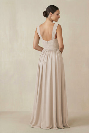 Chiffon A - Line Pleated Bridesmaid Dress in Frost - SHE IS ME Bridesmaid Dresses