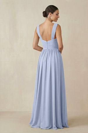 Chiffon A - Line Pleated Bridesmaid Dress in Ice - KISS BRIDAL Bridesmaid Dresses