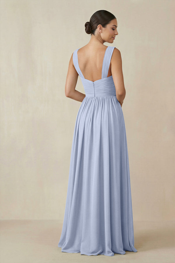 Chiffon A - Line Pleated Bridesmaid Dress in Ice - KISS BRIDAL Bridesmaid Dresses