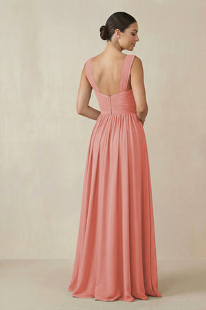 Chiffon A - Line Pleated Bridesmaid Dress in Mulberry - SHE IS ME Bridesmaid Dresses