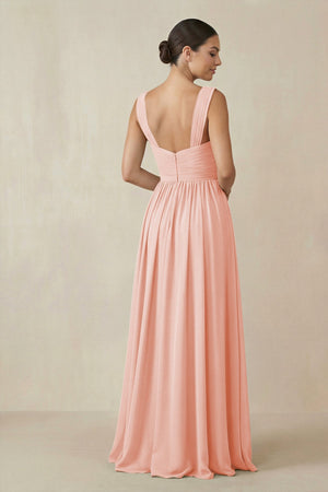 Chiffon A - Line Pleated Bridesmaid Dress in Rose Petal - SHE IS ME Bridesmaid Dresses