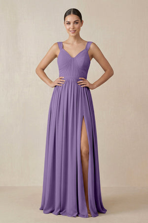 Chiffon A - Line Pleated Bridesmaid Dress in Tahiti - SHE IS ME Bridesmaid Dresses