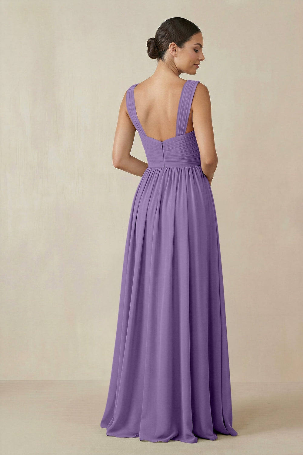 Chiffon A - Line Pleated Bridesmaid Dress in Tahiti - KISS BRIDAL Bridesmaid Dresses
