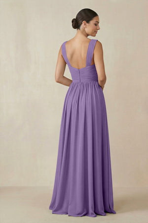Chiffon A - Line Pleated Bridesmaid Dress in Tahiti - SHE IS ME Bridesmaid Dresses