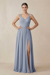 Chiffon A - Line Pleated Bridesmaid Dress in Twilight - KISS BRIDAL Bridesmaid Dresses