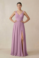 Chiffon A - Line Pleated Bridesmaid Dress in Wisteria - SHE IS ME Bridesmaid Dresses