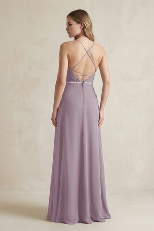 Chiffon A-Line Ruched Cami Strap Bridesmaid Dress  in Dusk (2) | KISSBRIDAL