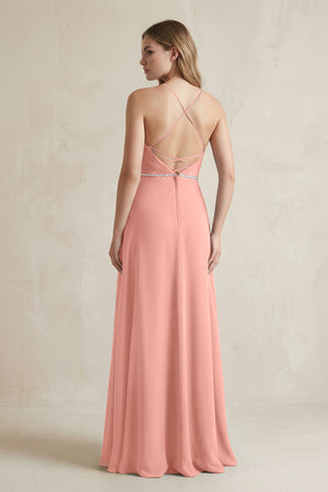 Chiffon A-Line Ruched Cami Strap Bridesmaid Dress  in Rosette (2) | KISSBRIDAL