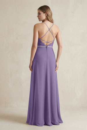 Chiffon A-Line Ruched Cami Strap Bridesmaid Dress  in Tahiti (2) | KISSBRIDAL