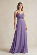 Chiffon A-Line Ruched Cami Strap Bridesmaid Dress  in Tahiti | KISSBRIDAL
