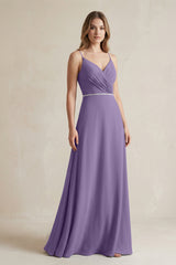 Chiffon A-Line Ruched Cami Strap Bridesmaid Dress  in Tahiti | KISSBRIDAL