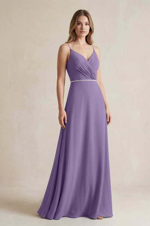Chiffon A-Line Ruched Cami Strap Bridesmaid Dress  in Tahiti | KISSBRIDAL