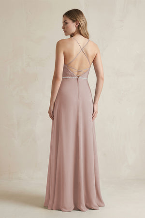Chiffon A-Line Ruched Cami Strap Bridesmaid Dress  in Toffee (2) | KISSBRIDAL