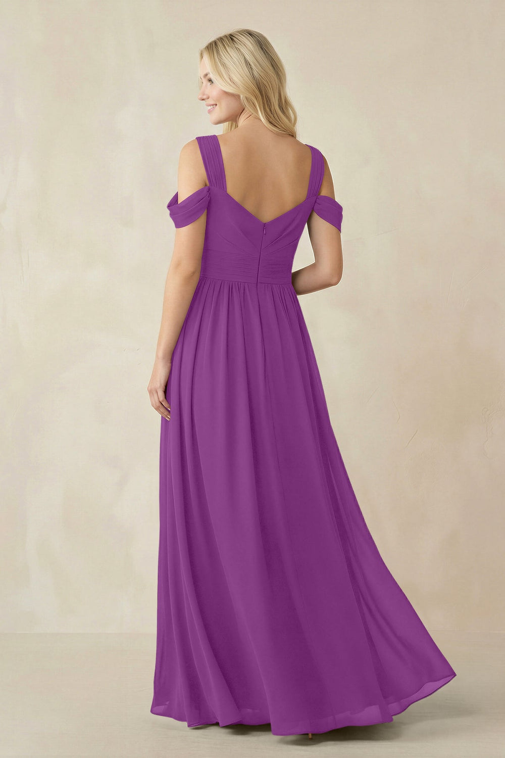 Chiffon A-Line Bridesmaid Dress with Slit  in Amethyst - KISS BRIDAL BRIDESMAID DRESSES