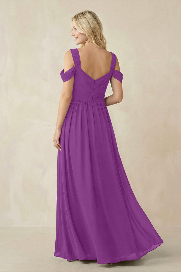 Chiffon A-Line Bridesmaid Dress with Slit  in Amethyst - SHE IS ME BRIDESMAID DRESSES