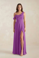 One-Shoulder Chiffon A-Line Bridesmaid Dress in Amethyst - SHE IS ME BRIDESMAID DRESSES