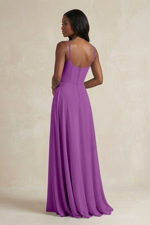 A-Line Spaghetti Straps Chiffon Bridesmaid Dress in Amethyst - SHE IS ME BRIDESMAID DRESSES