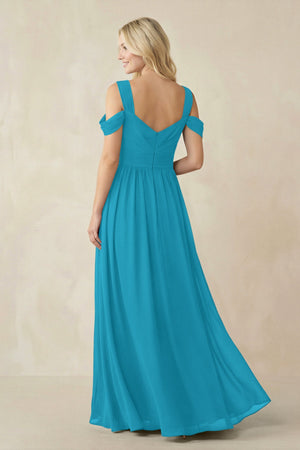 Chiffon A-Line Bridesmaid Dress with Slit  in Blue Jay - SHE IS ME BRIDESMAID DRESSES