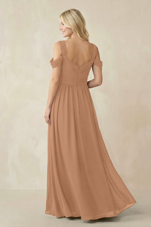 Chiffon A-Line Bridesmaid Dress with Slit  in Bronzer - SHE IS ME BRIDESMAID DRESSES