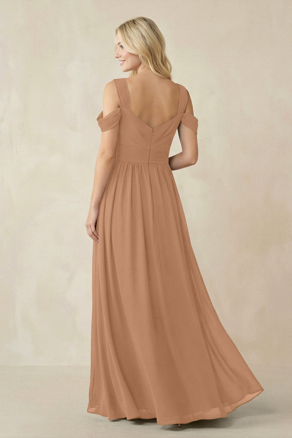 Chiffon A-Line Bridesmaid Dress with Slit  in Bronzer - SHE IS ME BRIDESMAID DRESSES