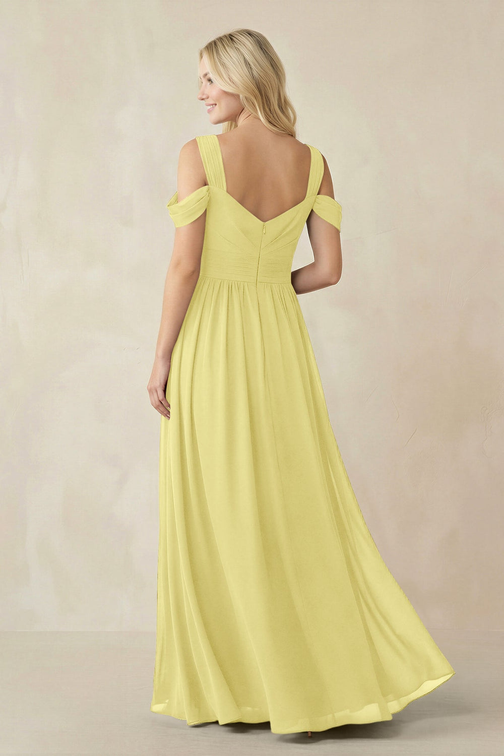 Chiffon A-Line Bridesmaid Dress with Slit  in Buttercup - KISS BRIDAL BRIDESMAID DRESSES