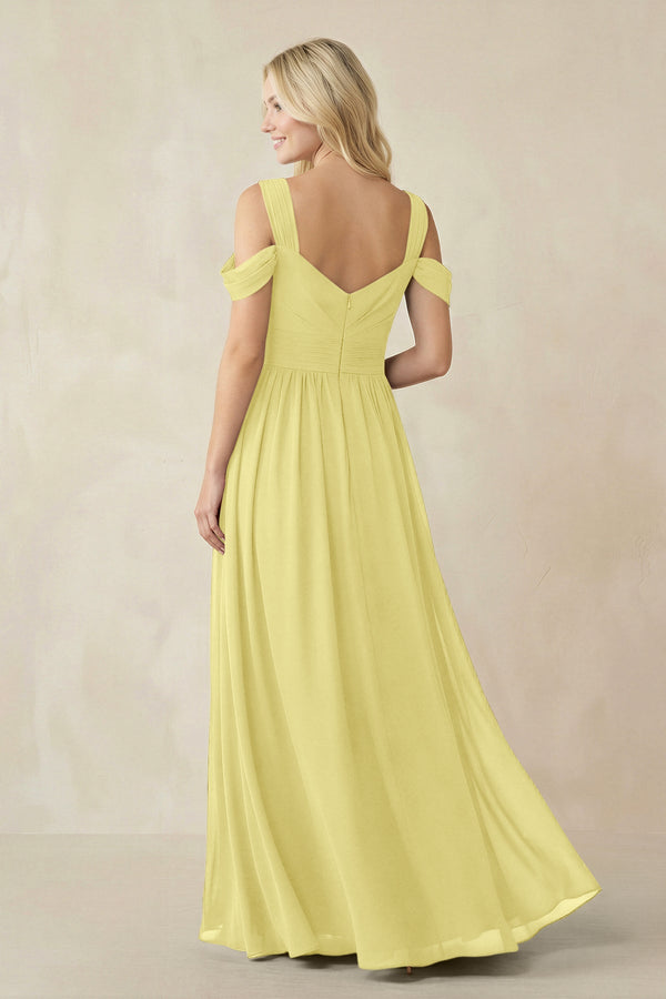Chiffon A-Line Bridesmaid Dress with Slit  in Buttercup - SHE IS ME BRIDESMAID DRESSES