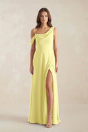 One-Shoulder Chiffon A-Line Bridesmaid Dress in Buttercup - SHE IS ME BRIDESMAID DRESSES