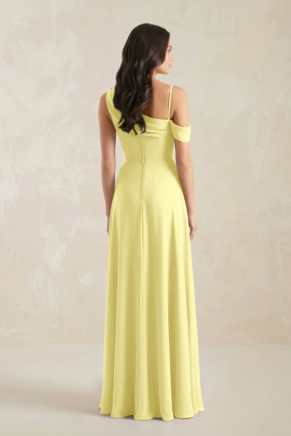 One-Shoulder Chiffon A-Line Bridesmaid Dress in Buttercup - KISS BRIDAL BRIDESMAID DRESSES