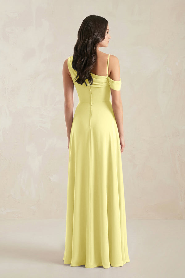One-Shoulder Chiffon A-Line Bridesmaid Dress in Buttercup - SHE IS ME BRIDESMAID DRESSES