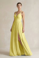 A-Line Spaghetti Strap Chiffon Bridesmaid Dress in Buttercup - SHE IS ME BRIDESMAID DRESSES