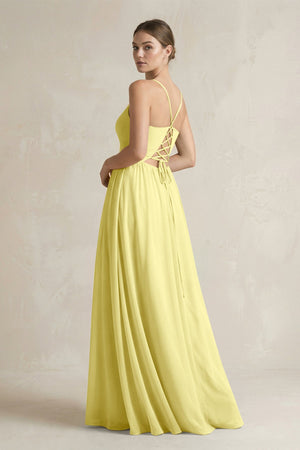 A-Line Spaghetti Strap Chiffon Bridesmaid Dress in Buttercup - SHE IS ME BRIDESMAID DRESSES