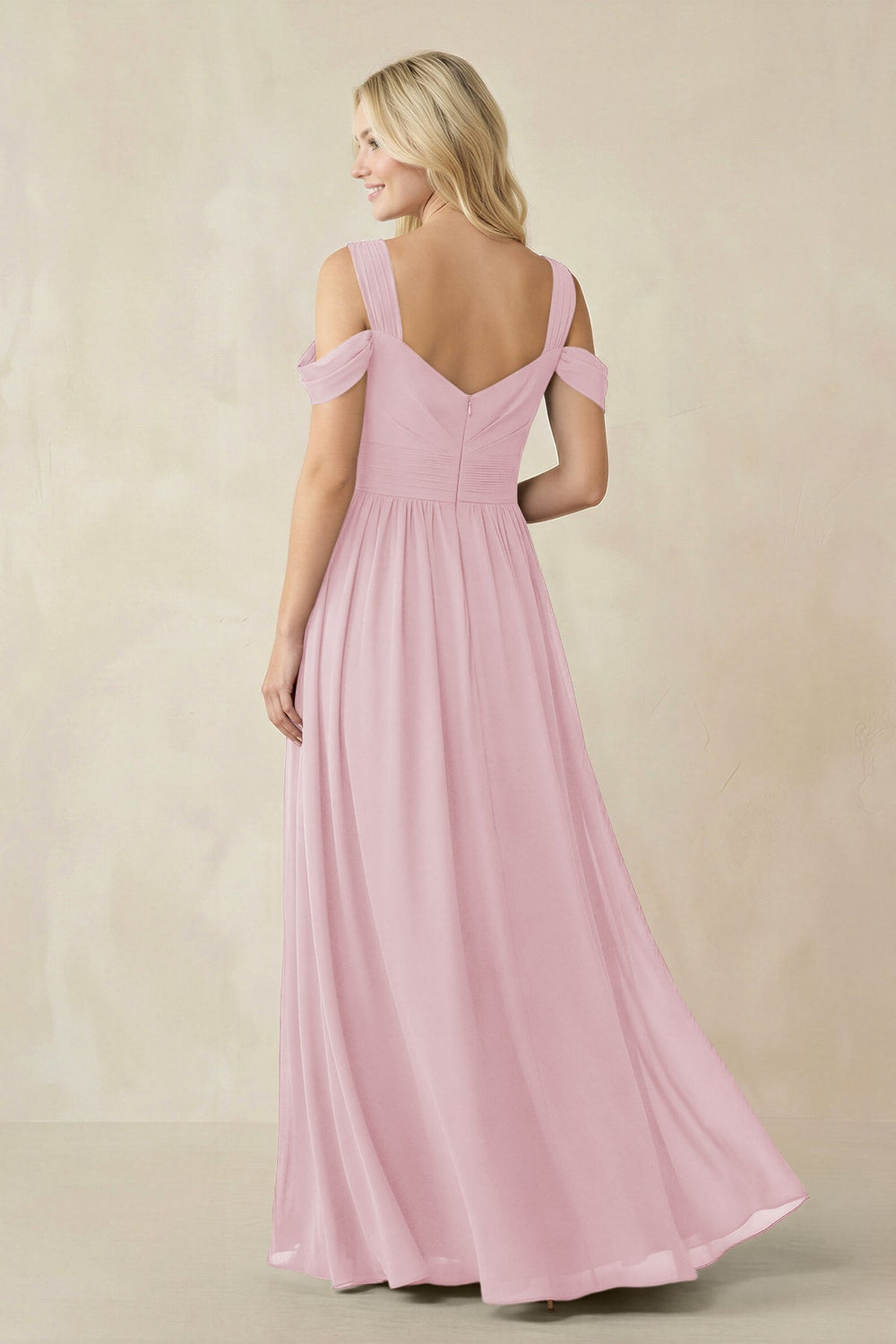 Chiffon A-Line Bridesmaid Dress with Slit  in Candy Pink - KISS BRIDAL BRIDESMAID DRESSES