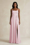 A-Line Spaghetti Straps Chiffon Bridesmaid Dress in Candy Pink - SHE IS ME BRIDESMAID DRESSES