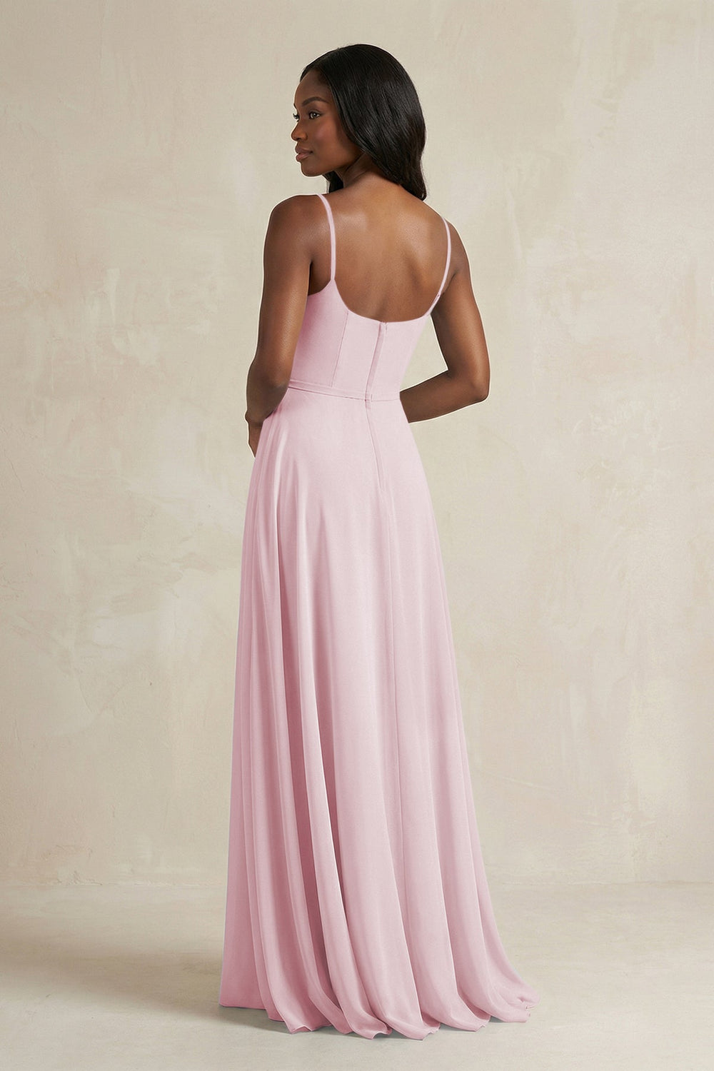 A-Line Spaghetti Straps Chiffon Bridesmaid Dress in Candy Pink - KISS BRIDAL BRIDESMAID DRESSES