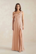 One-Shoulder Chiffon A-Line Bridesmaid Dress in Champagne Rose - SHE IS ME BRIDESMAID DRESSES