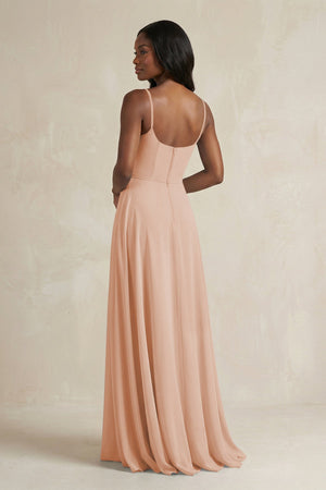 A-Line Spaghetti Straps Chiffon Bridesmaid Dress in Champagne Rose - KISS BRIDAL BRIDESMAID DRESSES