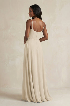 A-Line Spaghetti Straps Chiffon Bridesmaid Dress in Champagne - SHE IS ME BRIDESMAID DRESSES