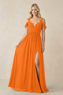 Chiffon A-Line Bridesmaid Dress with Slit  in Cinnamon - SHE IS ME BRIDESMAID DRESSES