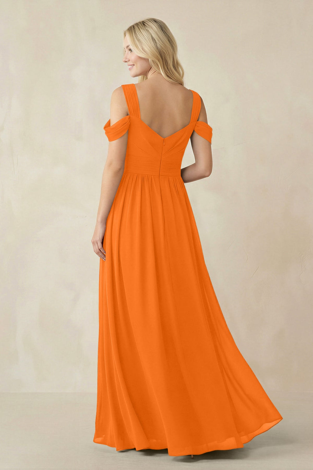 Chiffon A-Line Bridesmaid Dress with Slit  in Cinnamon - KISS BRIDAL BRIDESMAID DRESSES
