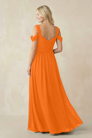 Chiffon A-Line Bridesmaid Dress with Slit  in Cinnamon - SHE IS ME BRIDESMAID DRESSES