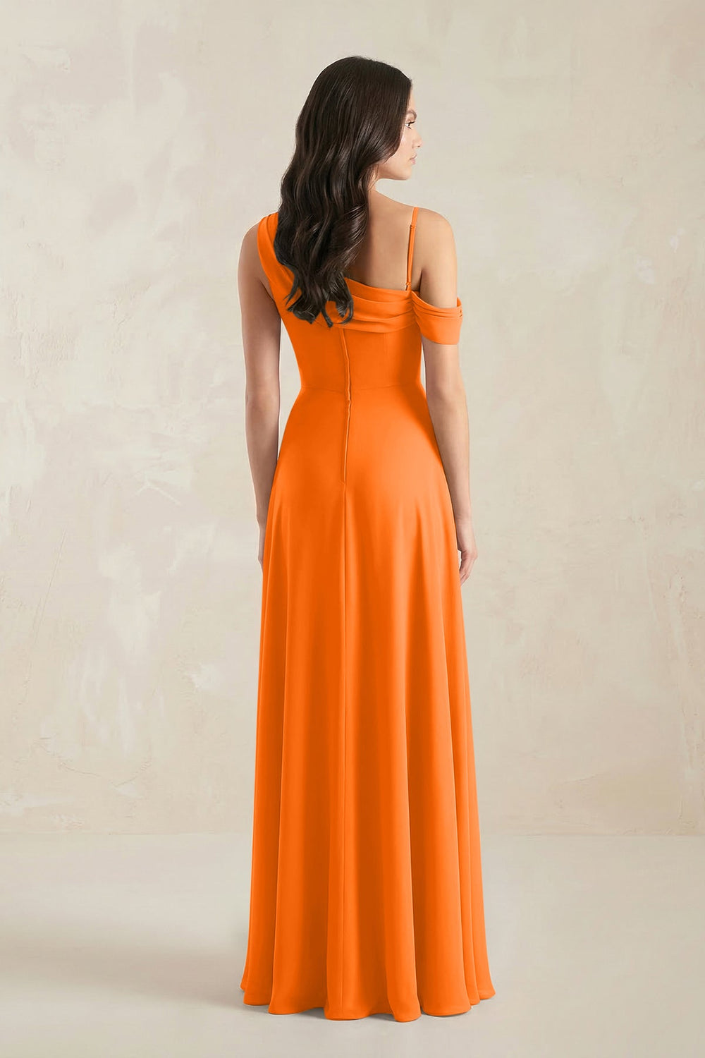 One-Shoulder Chiffon A-Line Bridesmaid Dress in Cinnamon - KISS BRIDAL BRIDESMAID DRESSES